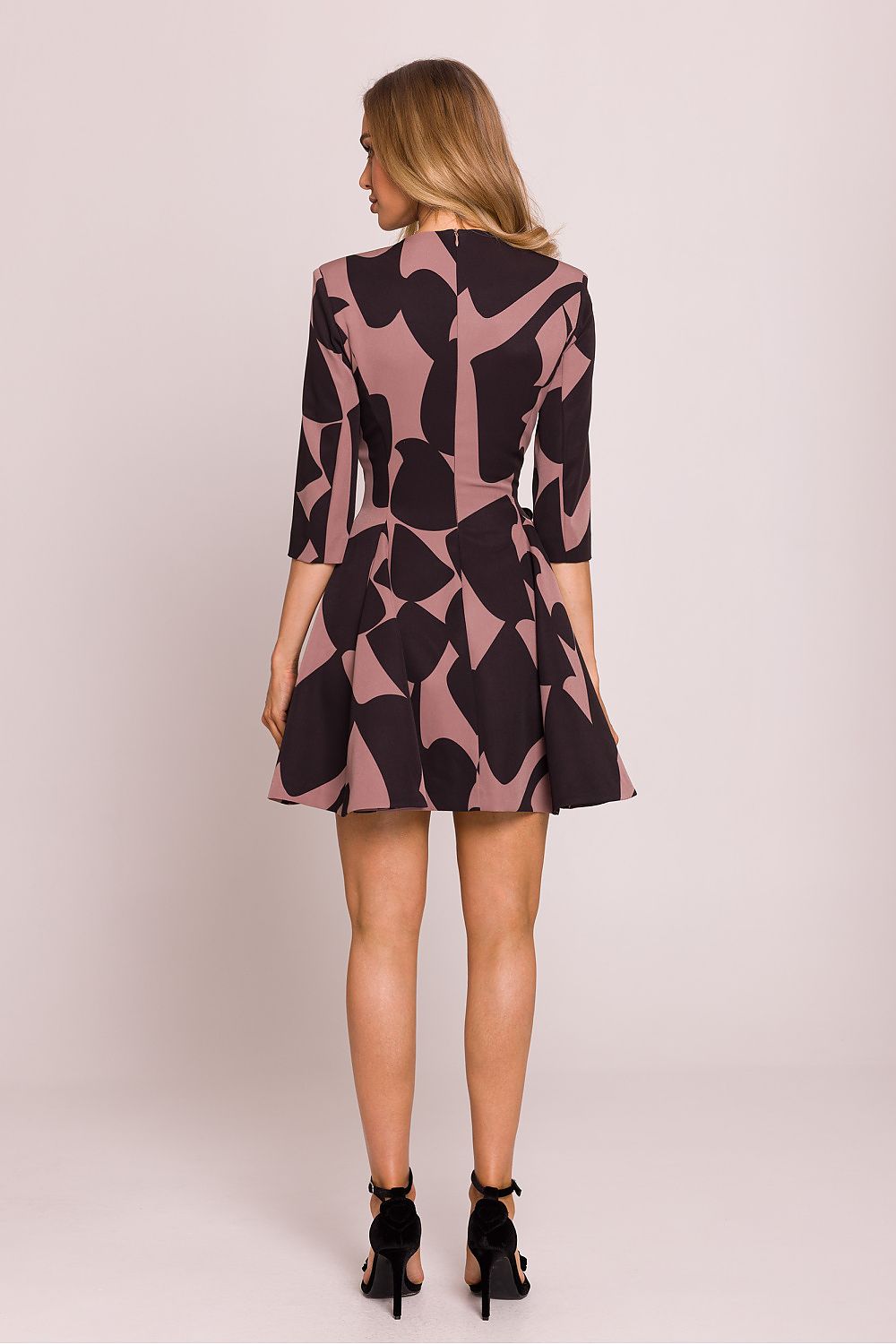 Flirt Factor Flared Mini Dress - Black/Brown Print - Ruby Vixen