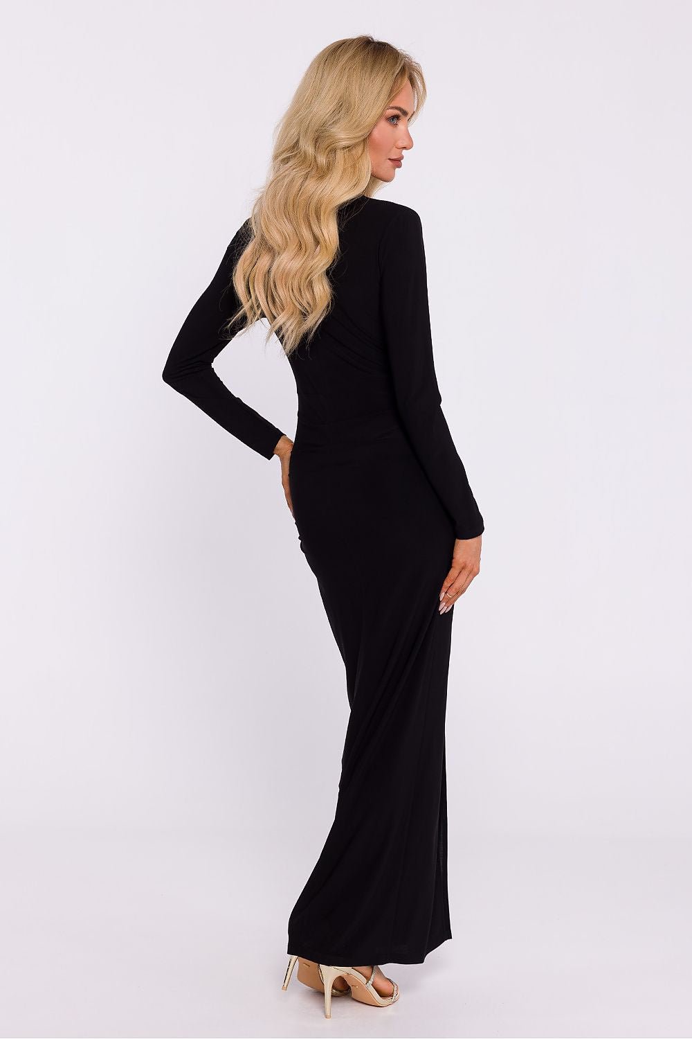 Amara Deep V-Neck Maxi Dress - Black - Ruby Vixen