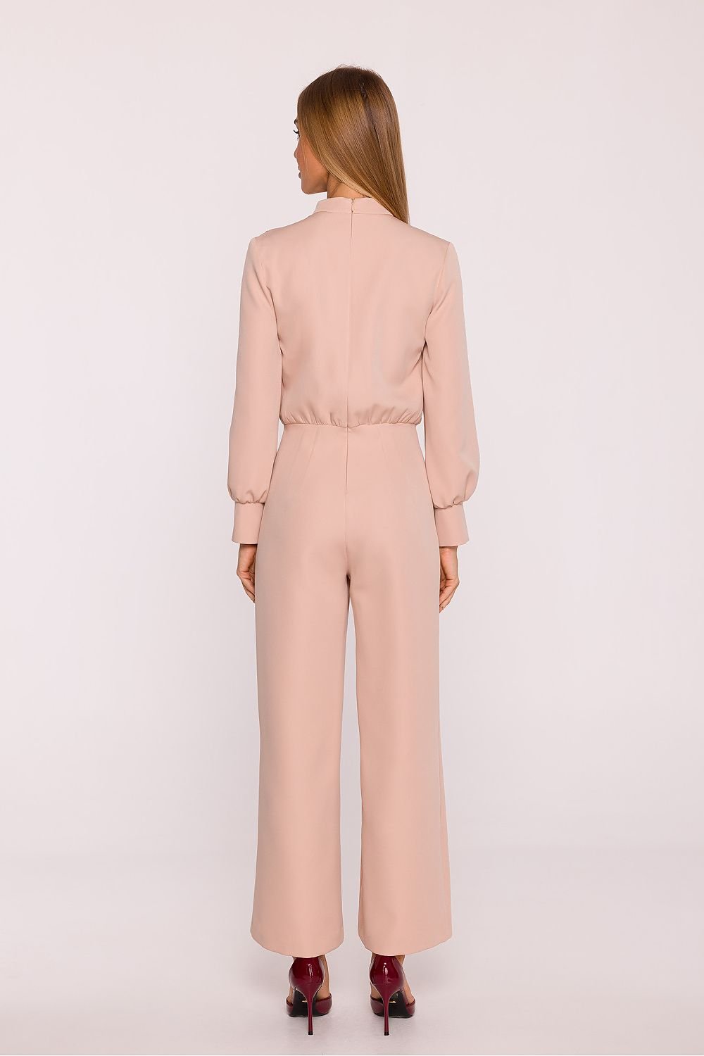 Arden Long Sleeved Jumpsuit - Beige - Ruby Vixen