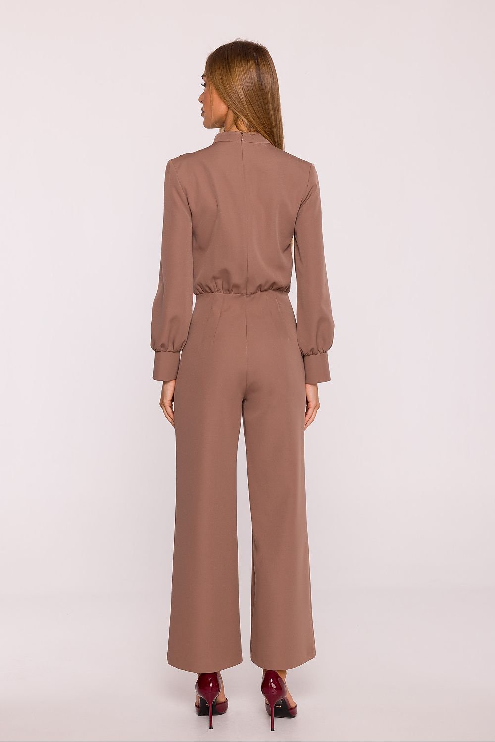 Arden Long Sleeved Jumpsuit - Mocha - Ruby Vixen