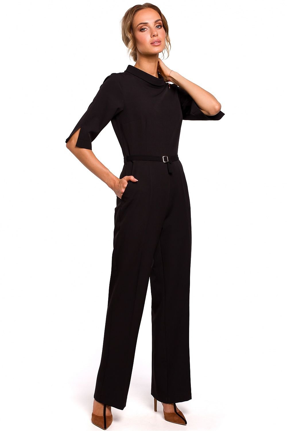 Elise Mid Sleeve Jumpsuit - Black - Ruby Vixen