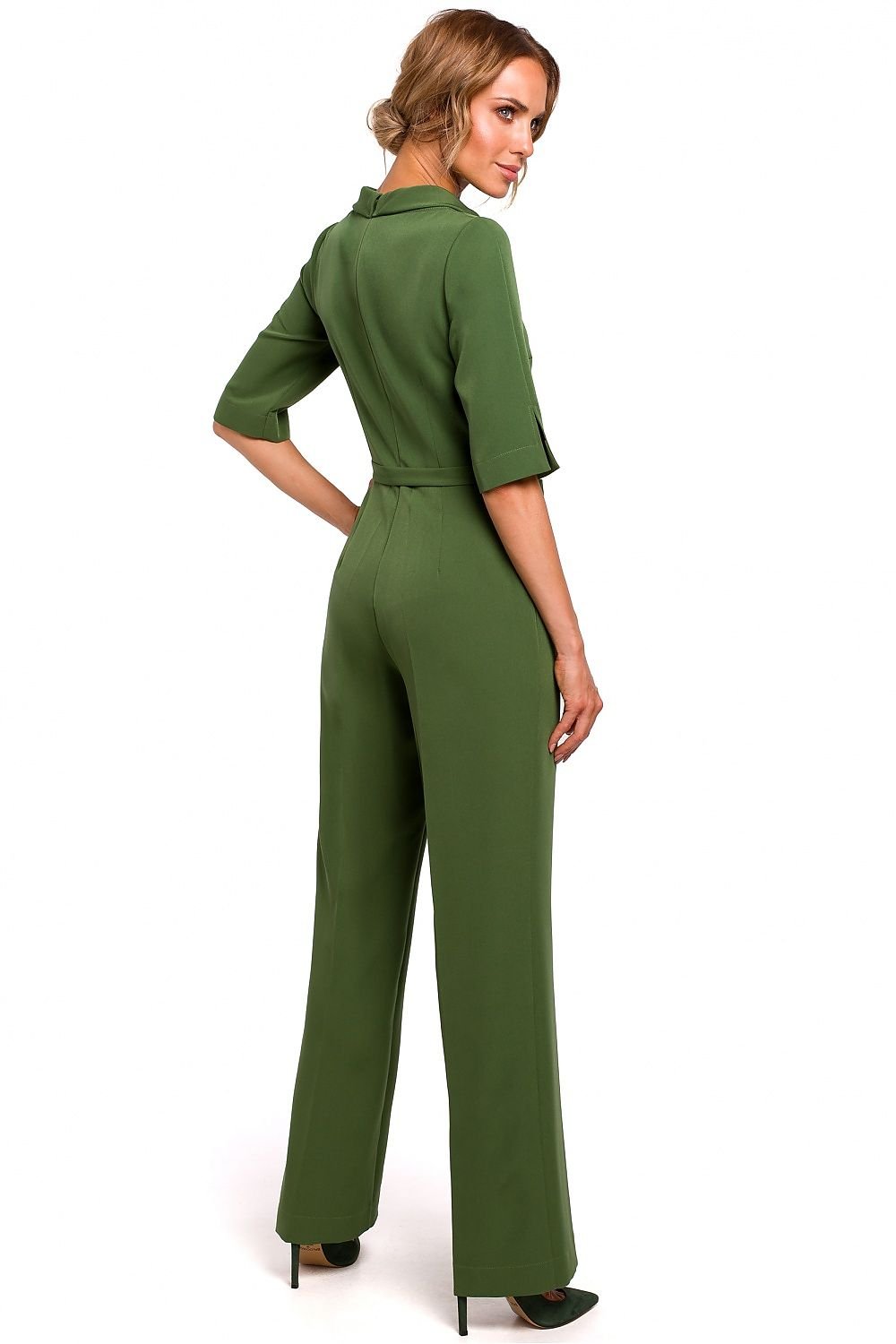 Elise Mid Sleeve Jumpsuit - Olive Green - Ruby Vixen