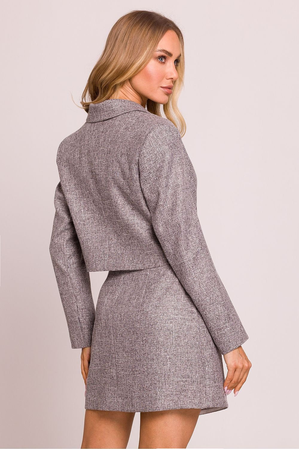 Elle Cropped Blazer - Grey - Ruby Vixen