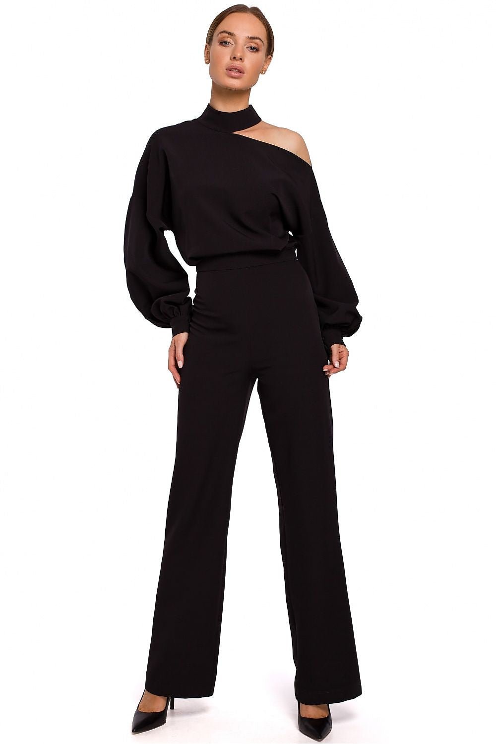 Gisele Shoulder Cutout Jumpsuit - Black - Ruby Vixen