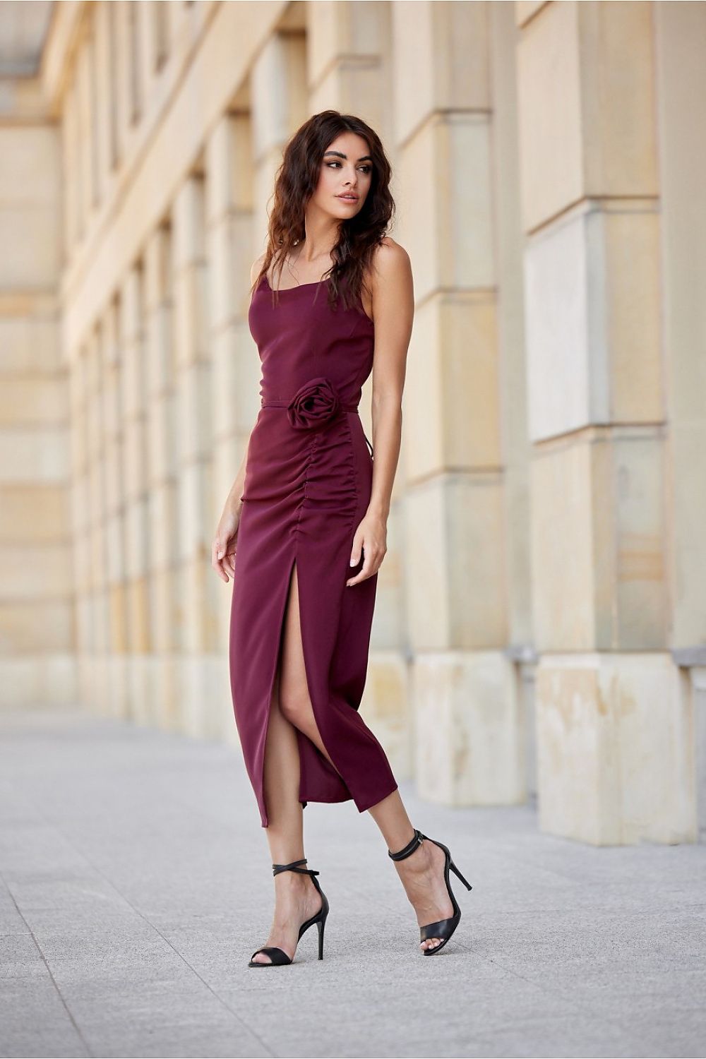 Maribel Midi Cocktail Dress - Burgundy - Ruby Vixen