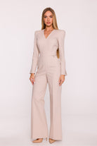Boss Energy Jumpsuit - Beige - Ruby Vixen