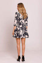 Flirt Factor Flared Mini Dress - Black/Cream Print - Ruby Vixen