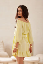 Guilia Summer Off-Shoulder Mini Dress - Yellow - Ruby Vixen