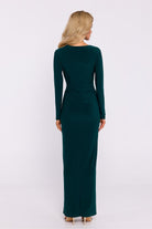 Amara Deep V-Neck Maxi Dress - Dark Green - Ruby Vixen