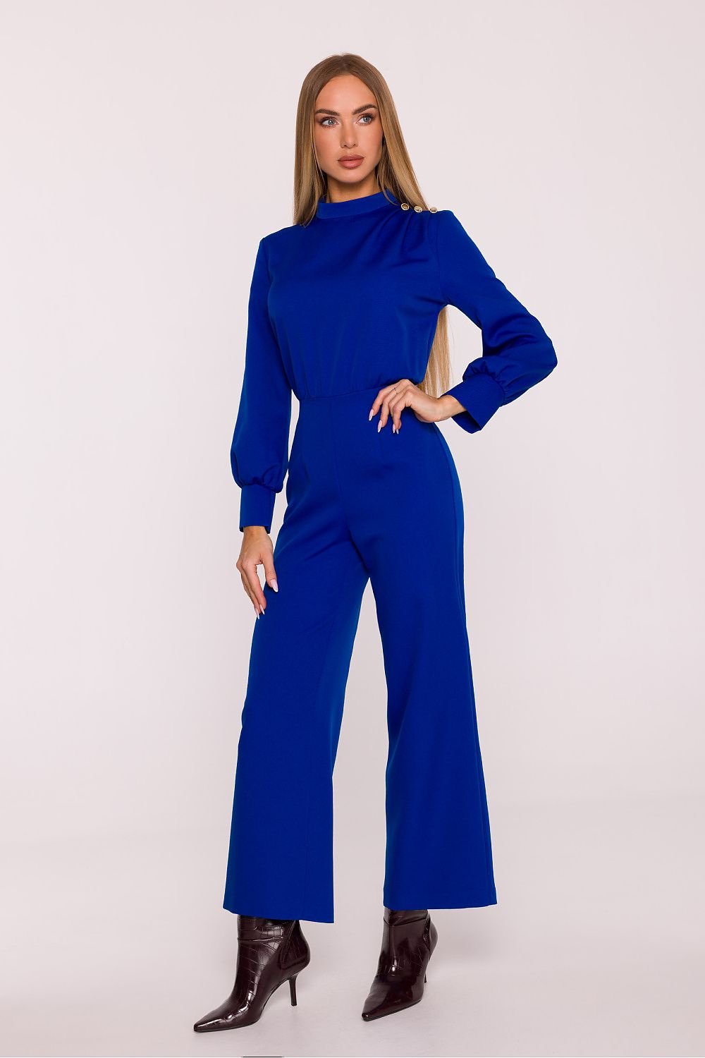 Arden Long Sleeved Jumpsuit - Blue - Ruby Vixen