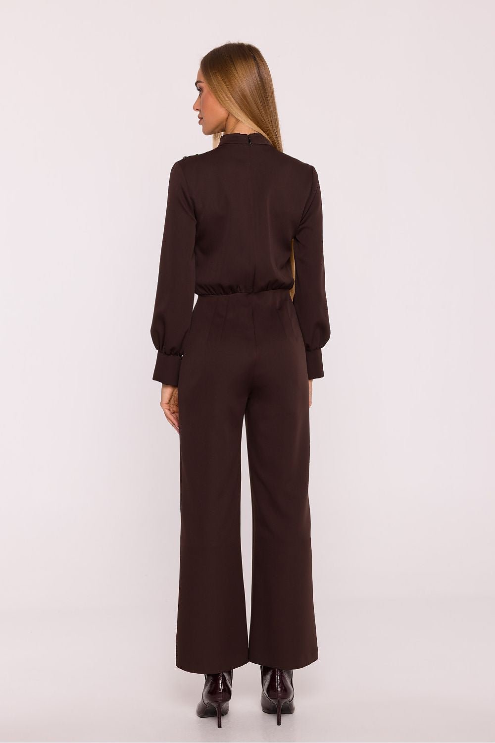 Arden Long Sleeved Jumpsuit - Chocolate - Ruby Vixen