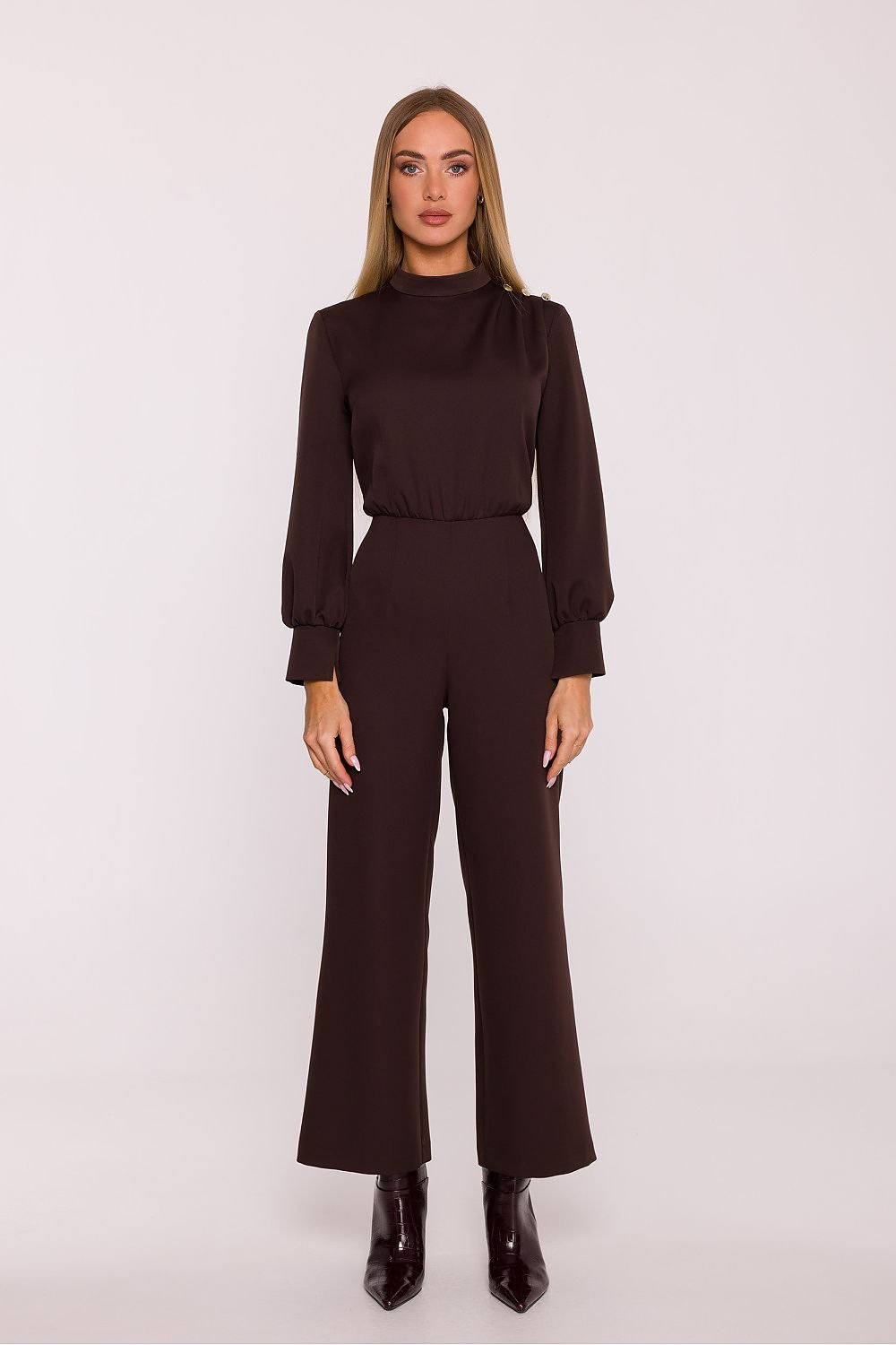 Arden Long Sleeved Jumpsuit - Chocolate - Ruby Vixen