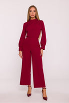 Arden Long Sleeved Jumpsuit - Red - Ruby Vixen