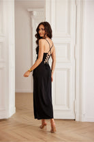 Aria Lace Up Maxi Dress - Black - Ruby Vixen