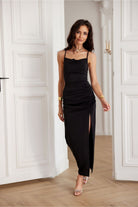 Aria Lace Up Maxi Dress - Black - Ruby Vixen