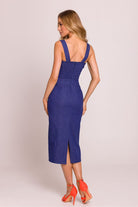 Camille Sleeveless Pencil Midi Dress - Denim Blue - Ruby Vixen