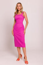 Camille Sleeveless Pencil Midi Dress - Pink - Ruby Vixen