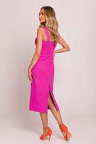 Camille Sleeveless Pencil Midi Dress - Pink - Ruby Vixen