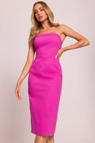 Camille Sleeveless Pencil Midi Dress - Pink - Ruby Vixen