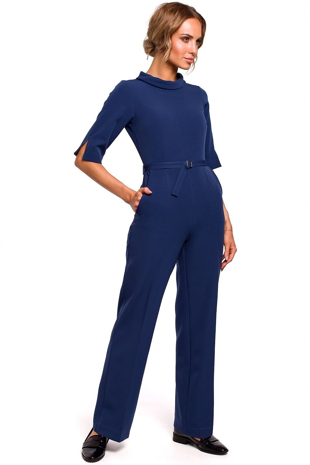 Elise Mid Sleeve Jumpsuit - Navy Blue - Ruby Vixen