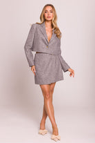 Elle Cropped Blazer - Grey - Ruby Vixen