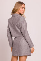 Elle Cropped Blazer - Grey - Ruby Vixen