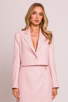Elle Cropped Blazer - Pink - Ruby Vixen