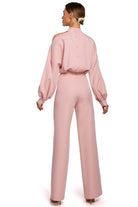 Gisele Shoulder Cutout Jumpsuit - Blush Pink - Ruby Vixen
