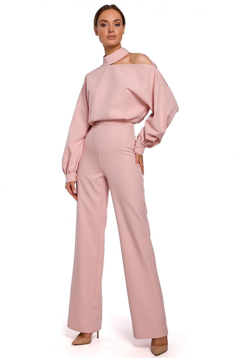 Gisele Shoulder Cutout Jumpsuit - Blush Pink - Ruby Vixen