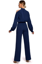 Gisele Shoulder Cutout Jumpsuit - Navy Blue - Ruby Vixen