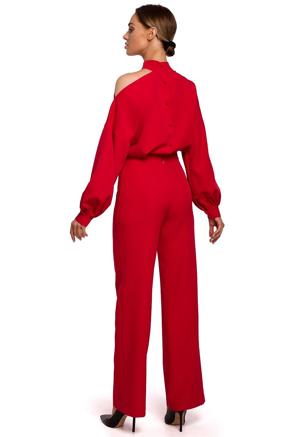Gisele Shoulder Cutout Jumpsuit - Red - Ruby Vixen