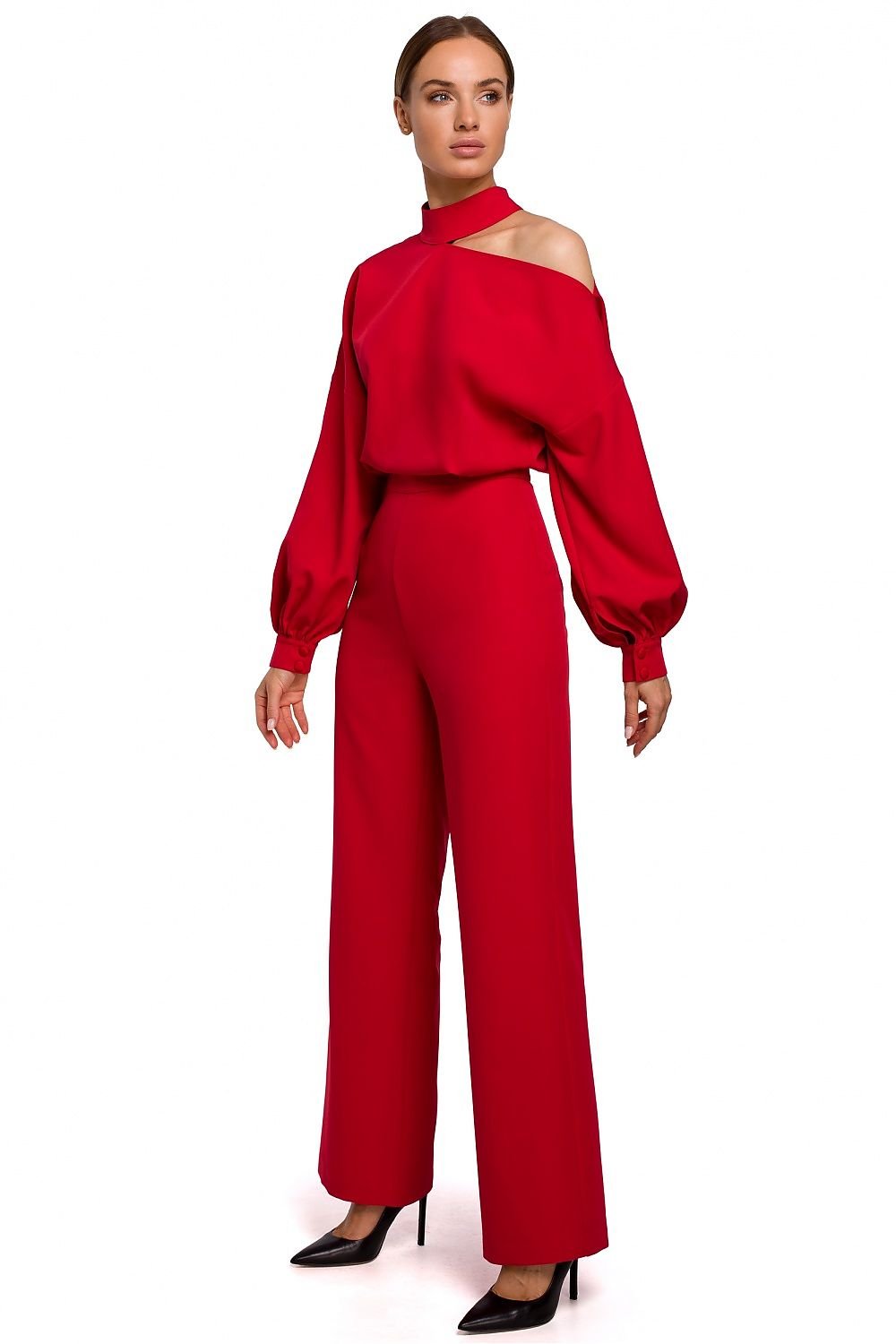 Gisele Shoulder Cutout Jumpsuit - Red - Ruby Vixen