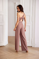 Isotta One Shoulder Jumpsuit - Rosy Brown - Ruby Vixen