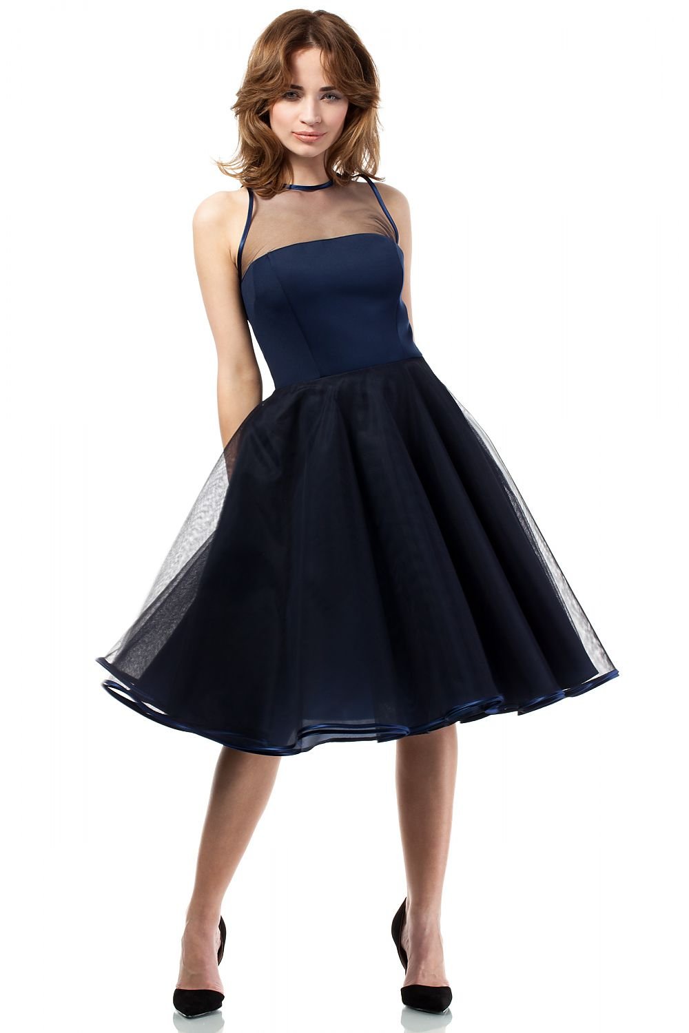 Luna Tulle Cocktail Dress - Navy Blue - Ruby Vixen