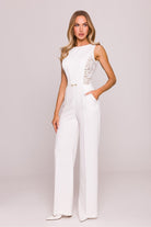Nova Sleeveless Jumpsuit - White - Ruby Vixen
